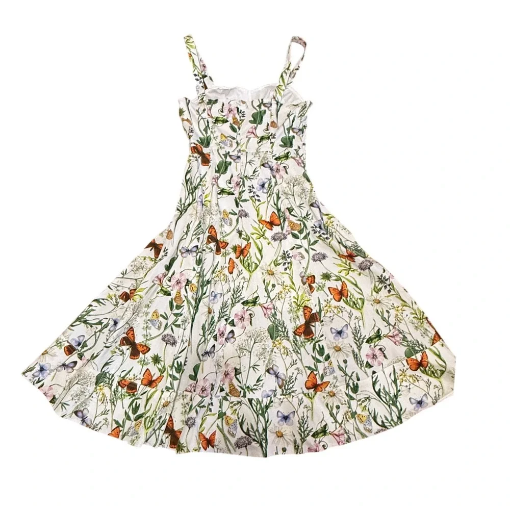 NEW Avec Les Filles Botanical Butterfly Floral Midi Sundress Sz 6 - Picture 3 of 16